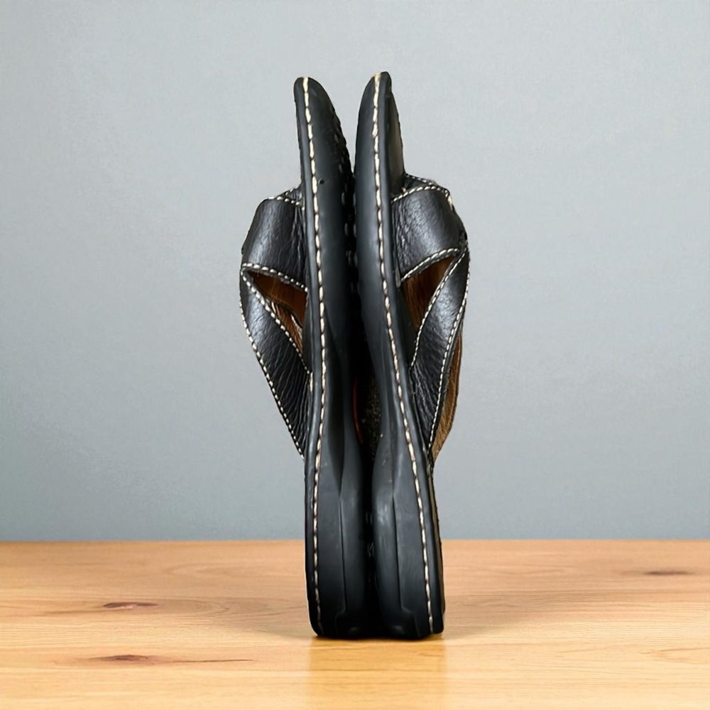 Born Black Leather Cross-Strap Slide Sandals - Picture 5 of 11